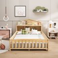 thumbnail image 3 of Full Size Montessori Floor Bed, Platform Beds with Bookcases and Blackboards, Kids Floor Bed Frame with Guard Rails and Slats Support for Kids and Teens, Natural, 3 of 9