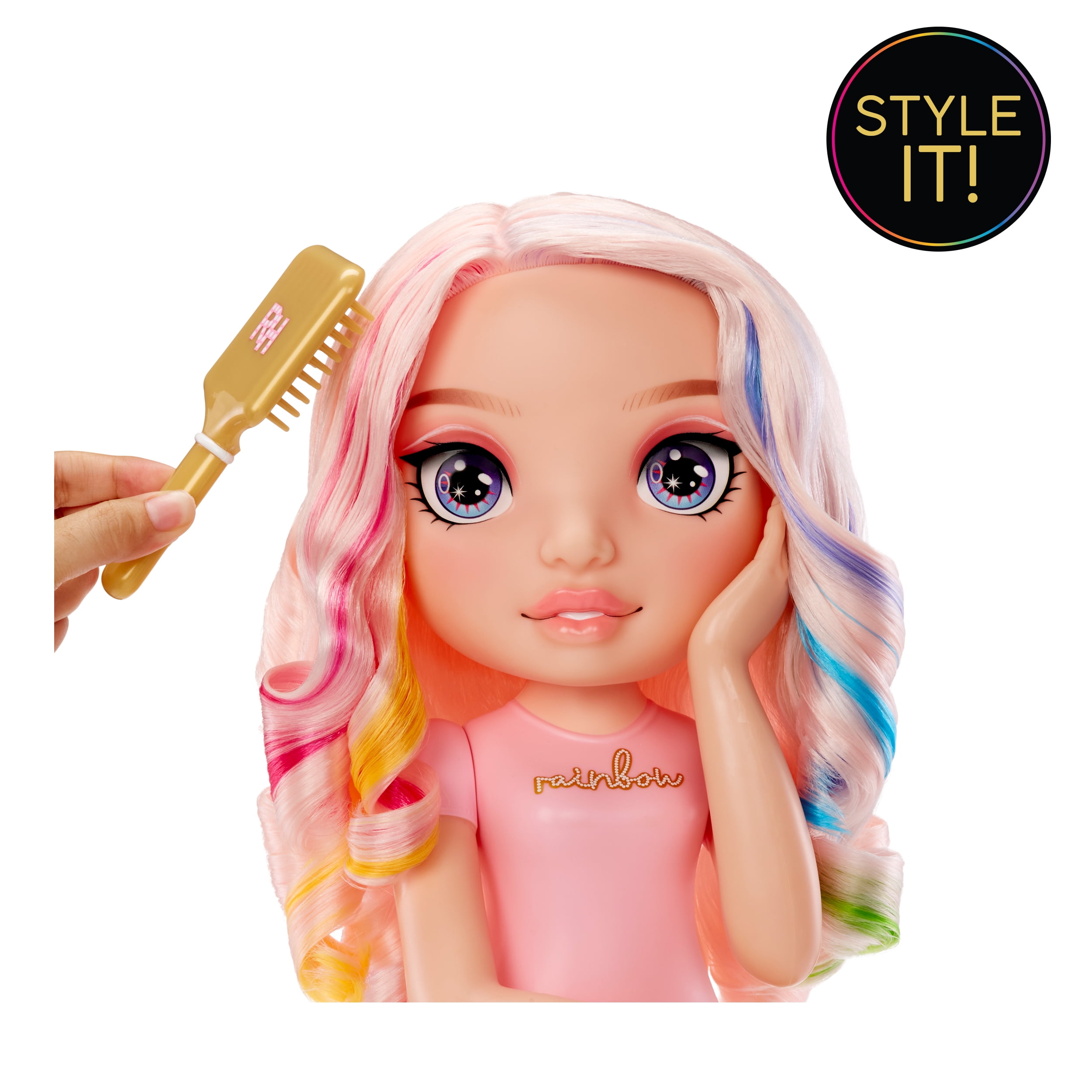 Rainbow High Bella 13” Styling Head 4 in 1 Playset, Hair Creams, Nail Polish, Brush, & Hair Coloring, Ages 4-12+