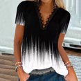 thumbnail image 2 of Tops Para Mujer Blusas Casuales Elegantes Camisas Blusa Estampada Con Cuello en V de Manga Corta de Encaje de Moda Camiseta Odeerbi ODB155200, 2 of 8