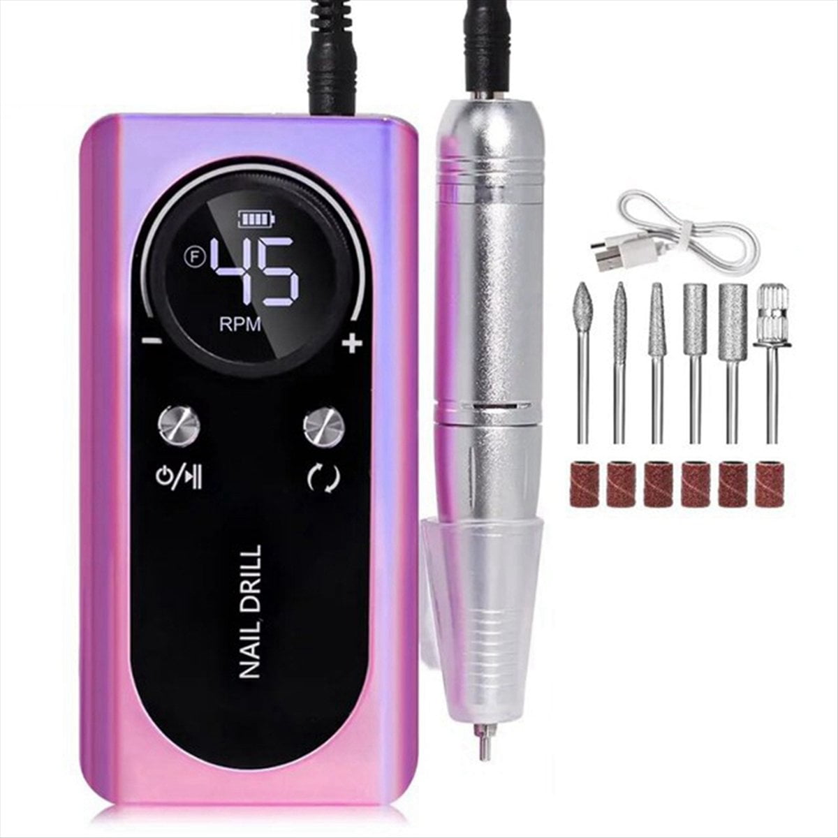 45000RPM Electric Portable Nail Drill Machine Rechargeable Low Noise Nail Sander File for Manicure Salon Tool