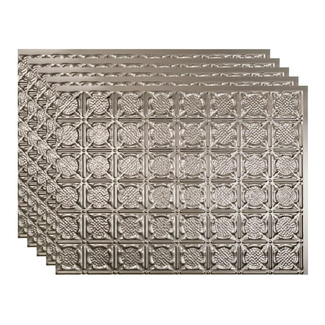 FASÄDE 18in x 24in Traditional Style 6 Brushed Nickel Backsplash Panel (5 Pack)