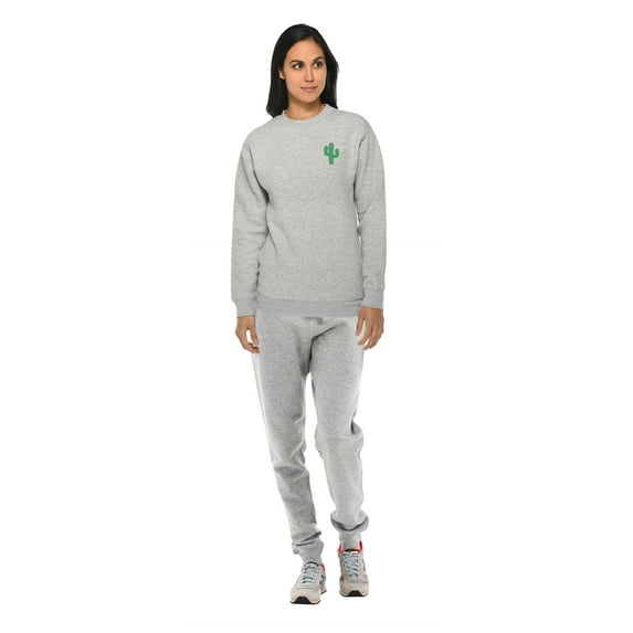 Sweatsuits 2Pcs Sets for Women Mens Tracksuit Unisex Sweatshirt and Sweatpant Tracksuit Sets Track Suit Set Super Soft High Quality Casual Sport Tops - Cactus Design on Top