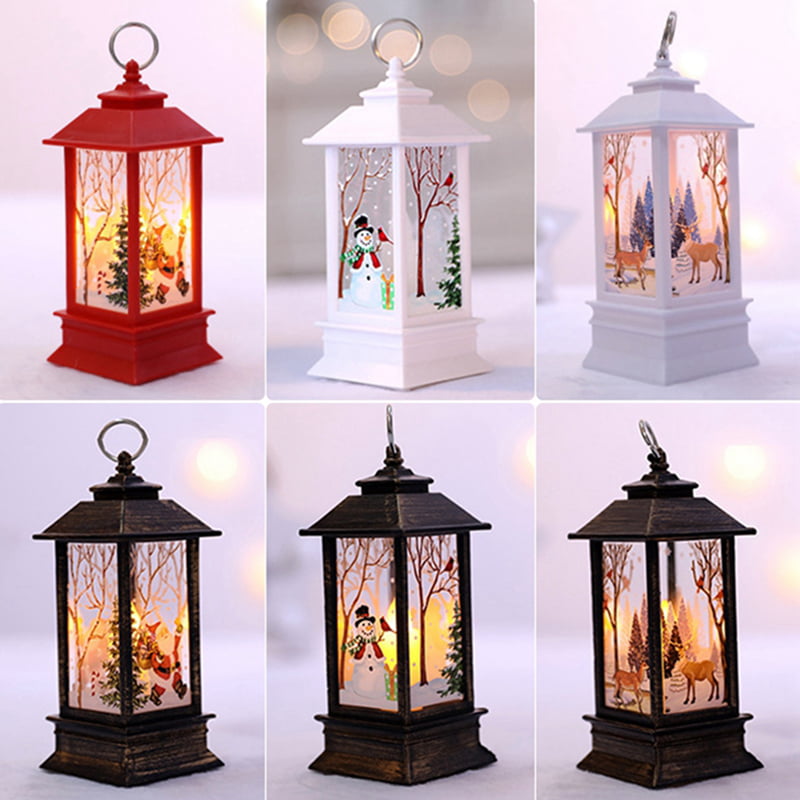 Realdo Outdoor Christmas Candle Lantern with LED Light Christmas Decorative LED Tea Light Tabletop Home Hanging Lanterns