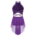 thumbnail image 2 of TiaoBug Girls Shiny Rhinestone Latin Jazz Dance Dress Salsa Cha-Cha Rumba Dance Leotard Costume Purple 14, 2 of 5