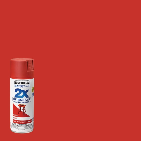 Rust-Oleum Painter's Touch 2X Ultra Cover Spray Paint - Satin Finish - 12 Oz, Paprika Red