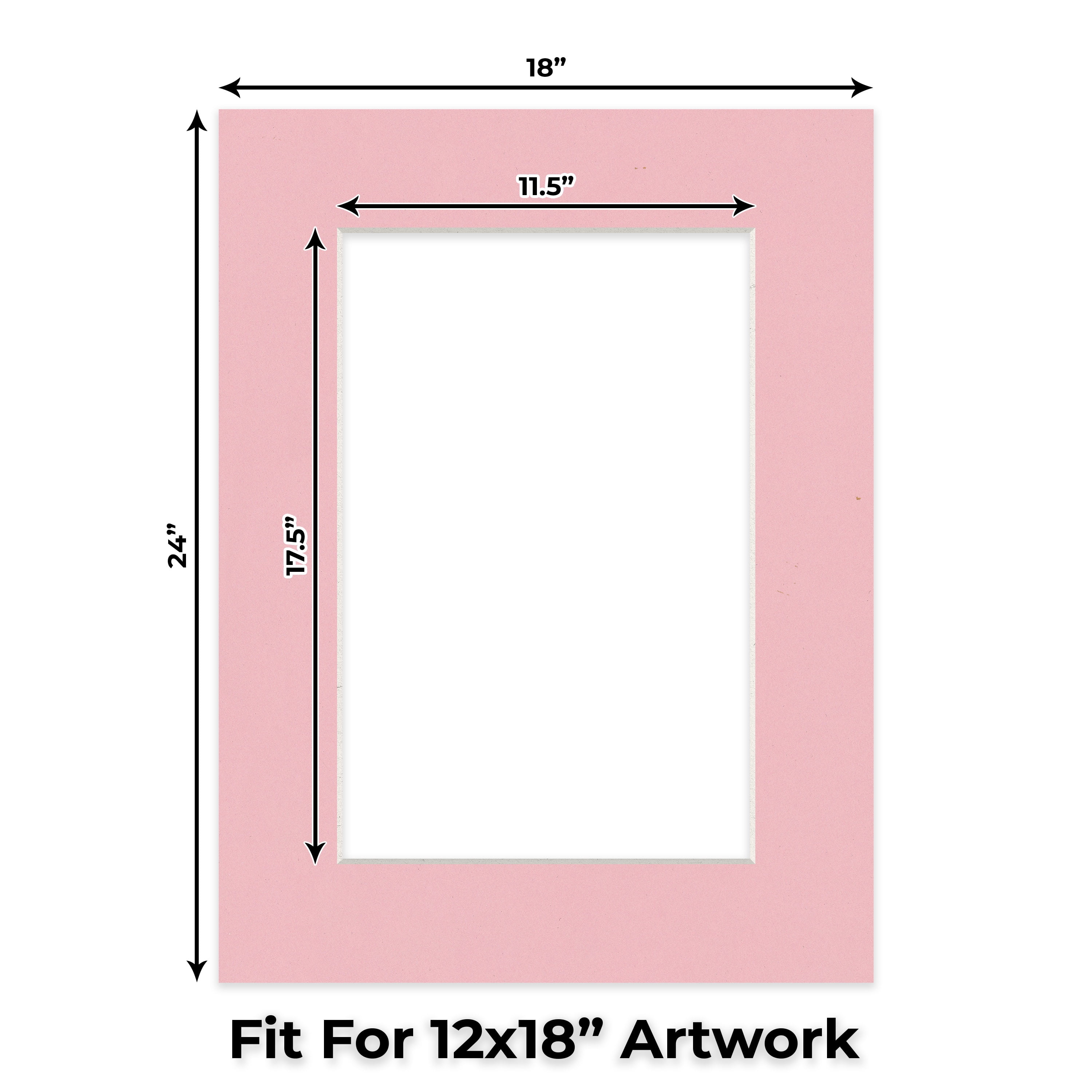 Soft Pink Picture Frame Mat for 18x24 Frames - Fits 12x18 Photos - 10 Mats