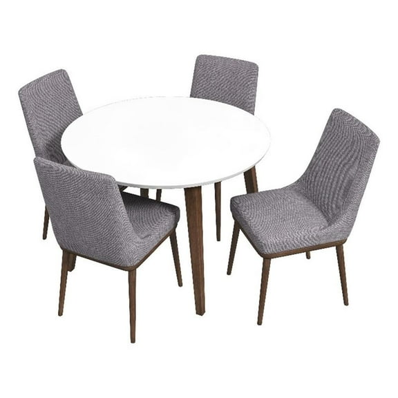 Issa Modern Solid Wood Walnut Dining Room & Kitchen Table and Chairs for 4