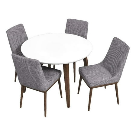 Issa Modern Solid Wood Walnut Dining Room & Kitchen Table and Chairs for 4