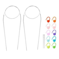 Uxcell 2pcs Knitting Needles Size US 0(2mm) Circular Needle 24 Inch(60cm) Round Metal Stainless Steel Needle with Needle for Handmade Projects DIY Knitting