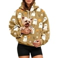 thumbnail image 5 of Zijinkuiwen Women Oversized Fleece Hoodie with Pet Pocket Floral Cute Ghost All Over Print Pullover for Halloween Fall Casual Daily Wear,XXL, 5 of 7