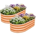 thumbnail image 5 of SnugNiture 4x2x1 ft Galvanized Garden Bed, 2 Pcs Orange Oval Planters for Vegetables and Outdoor Plants, 5 of 5