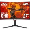 thumbnail image 1 of Restored AOC CQ27G3Z 27" Curved Gaming Monitor, QHD 2K 2560x1440, 1000R VA, 240Hz 0.5ms, FreeSync Premium, Height Adjustable Stand, Xbox PS5 Switch, 3-Year Zero-Bright-Dot,Black, 1 of 9