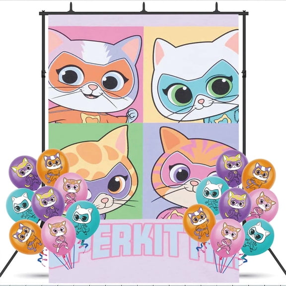 SuperKitties Backdrop Balloons Banner Party Decorations Taspestry Wall Decor Background Poster Supplies
