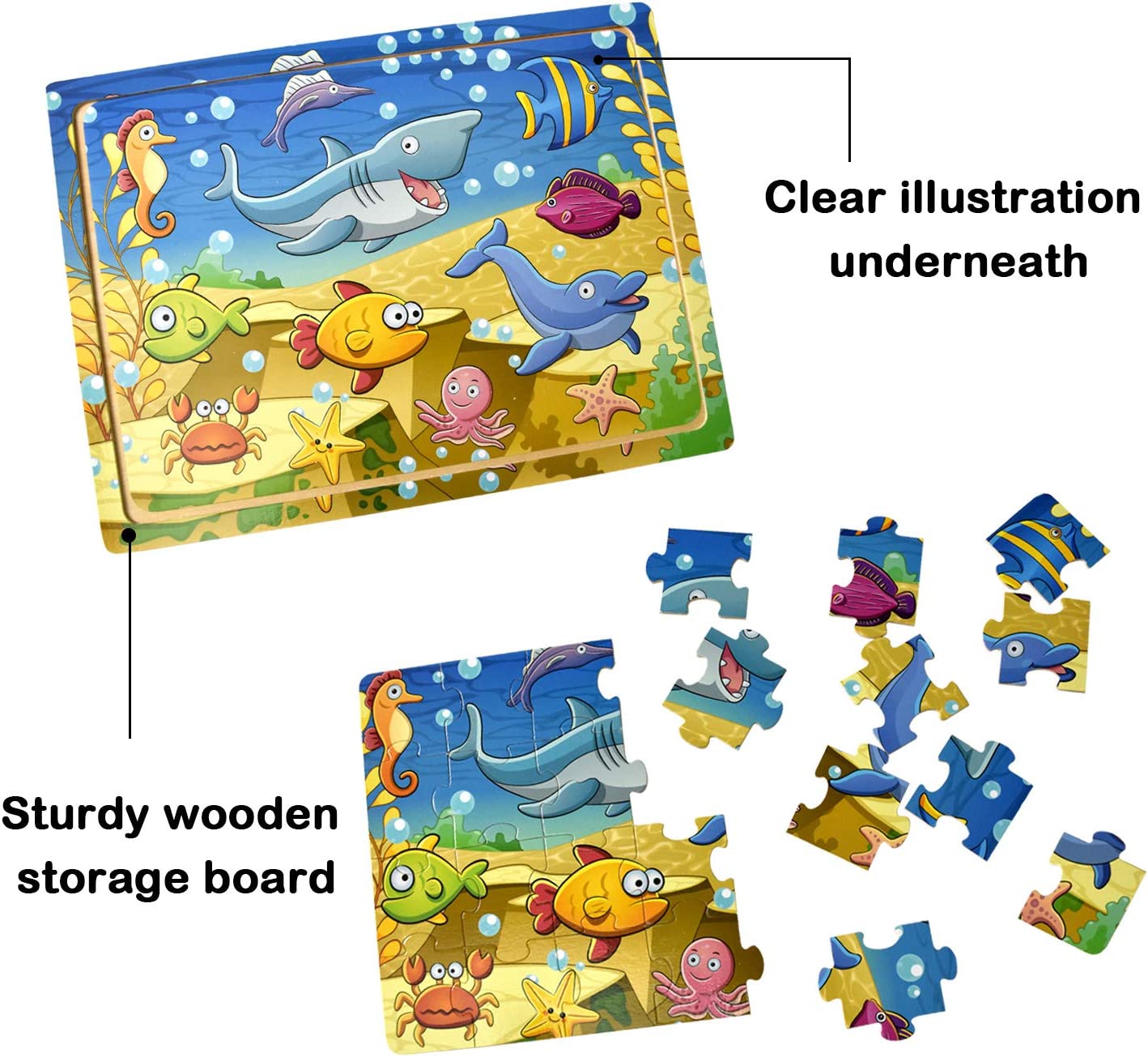 Wooden Puzzles for Kids Ages 2-5 - 24 Piece Puzzle for Toddlers Preschool Kids Jigsaw Puzzles - 4 Pack Vibrant Children Theme Learning Educational Puzzle Set for Kids 2 3 4 5 Year Old - image 3 of 7