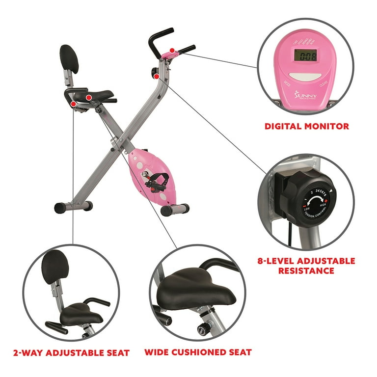 Sunny Health Fitness Magnetic Folding Recumbent Bike Exercise Bike 220lb Capacity SF RB1117 Walmart