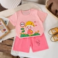 thumbnail image 2 of NIEWTR Girls Pajamas 2-Piece Summer Soft Cotton Short Sleeve Tee and Shorts Toddler Sleepwear Snug Fit PJs for Kids Size 2-7 Years(A-Hot Pink,6-9 Months), 2 of 4