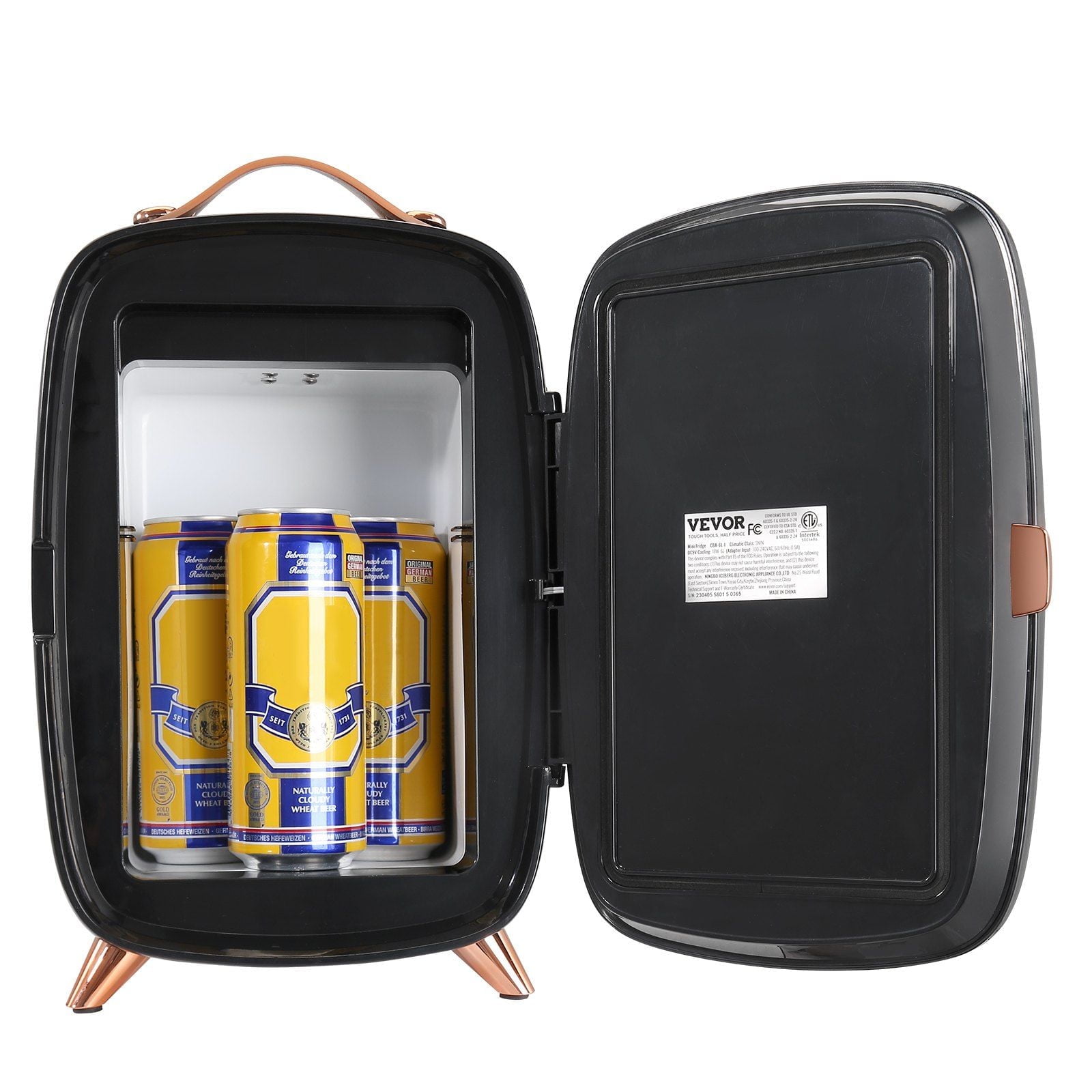 6L Mini Skincare Fridge with LED Light & HD Mirror, AC/DC Portable Makeup Cooler for Cosmetics, Face Masks, Drinks, Small Cosmetic Fridge for Bedroom, Dorm, Desktop - Black
