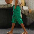 thumbnail image 2 of YUANGUANST Women's Wide Leg Pants Womens Linen Striped Summer Pants 2025 Cropped Casual Loose Fit Petite Straight Pinstripe Shorts Office Slacks, 2 of 4