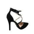 thumbnail image 2 of Young-8 Women's Pointy Toe Ankle Strap Zipper Stiletto Pumps Shoes ( Black, 7), 2 of 2
