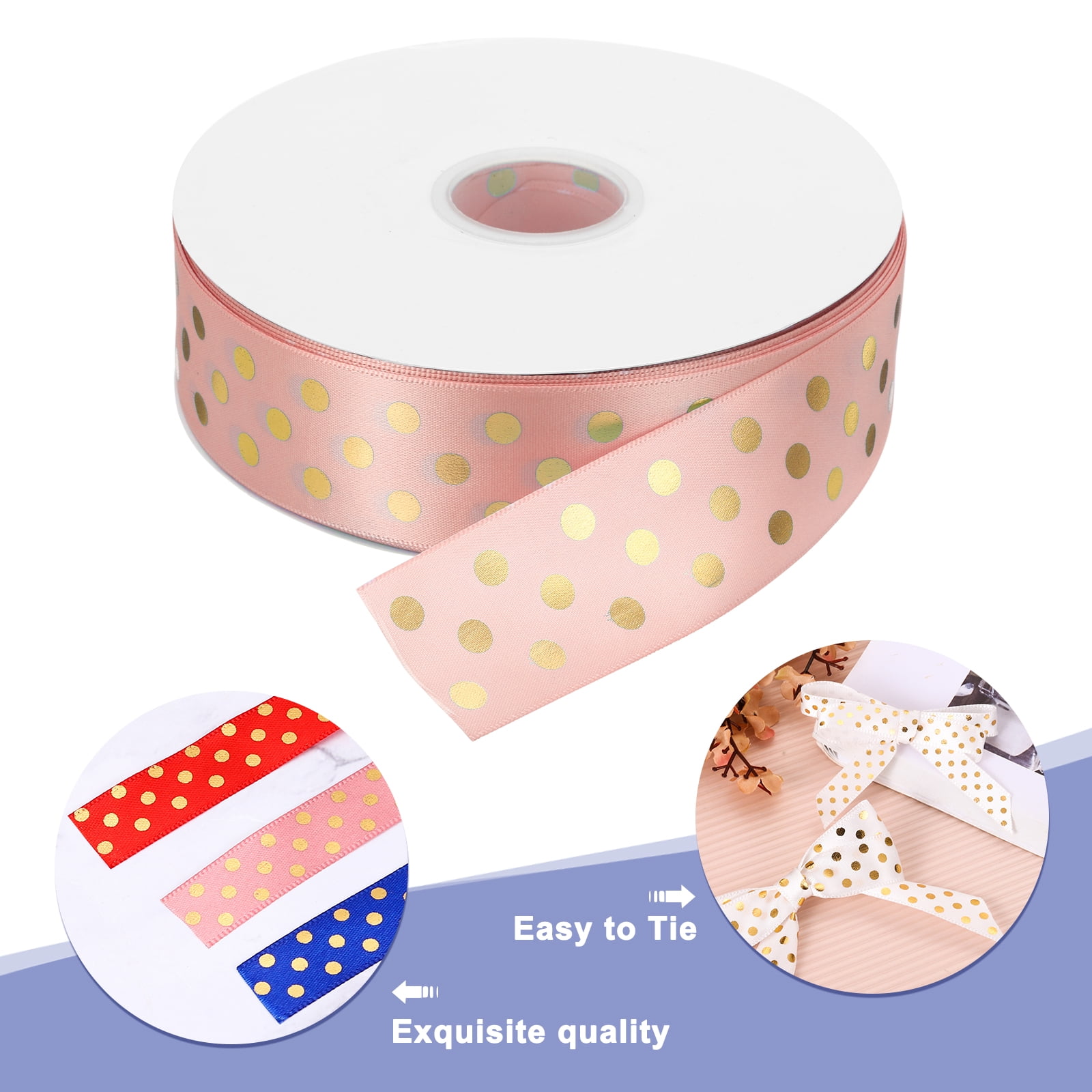 Grosgrain Ribbons 100 Yards 1-1/2 Inch Champagne Gold Dots Ribbon for Crafts Gift Wrapping Wedding