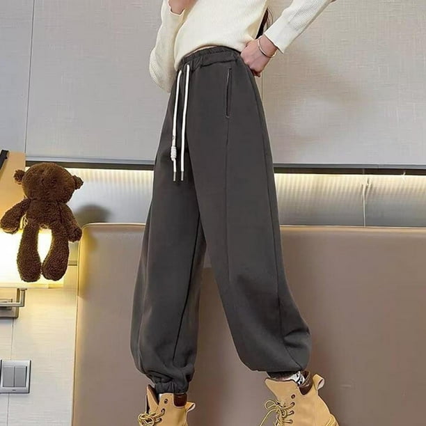 Cowsor Girl's Wide Leg Sweatpants High Elastic Waist Straight Leg Baggy Jogger Pants with Pocket