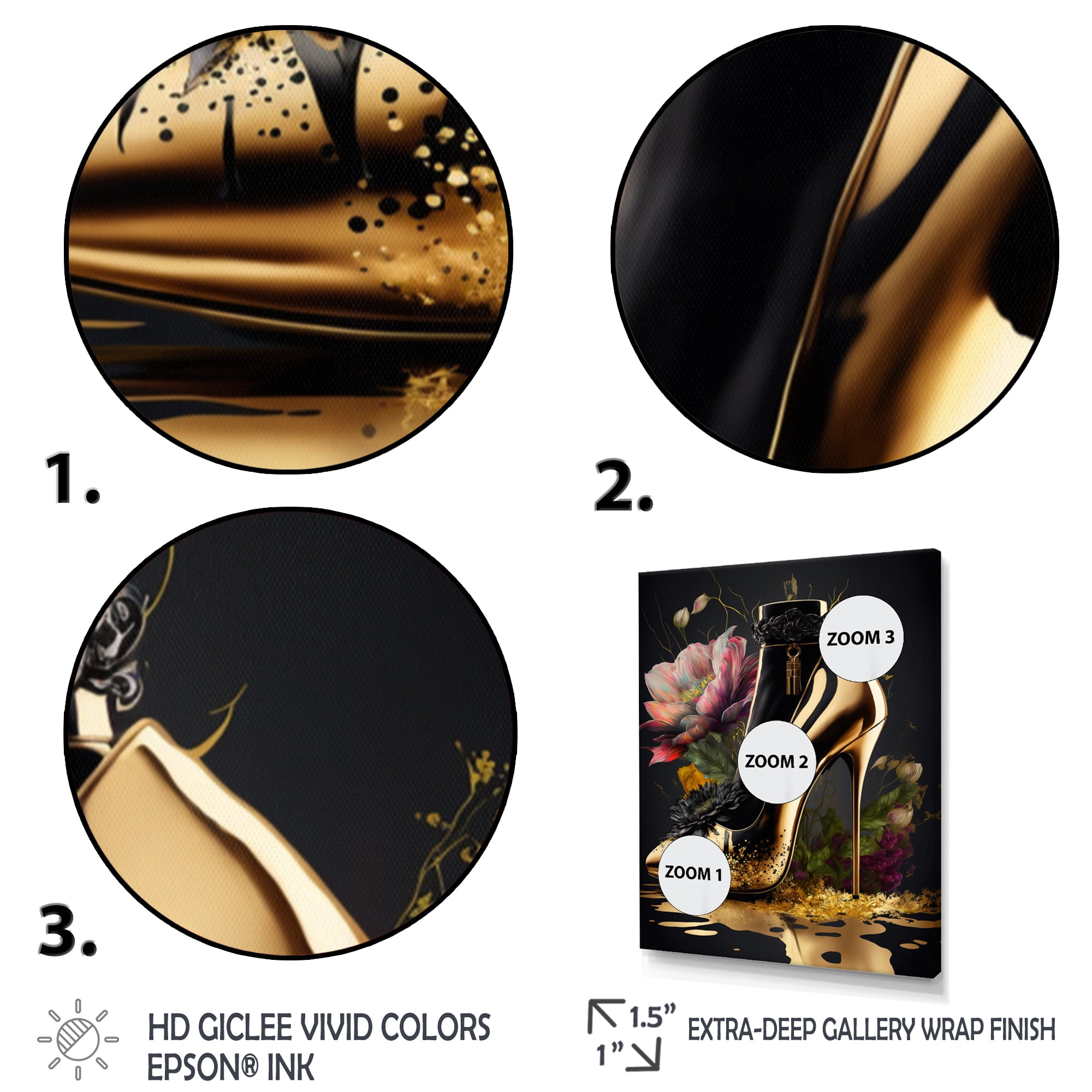Designart Golden Floral High Heel II Canvas Wall Art