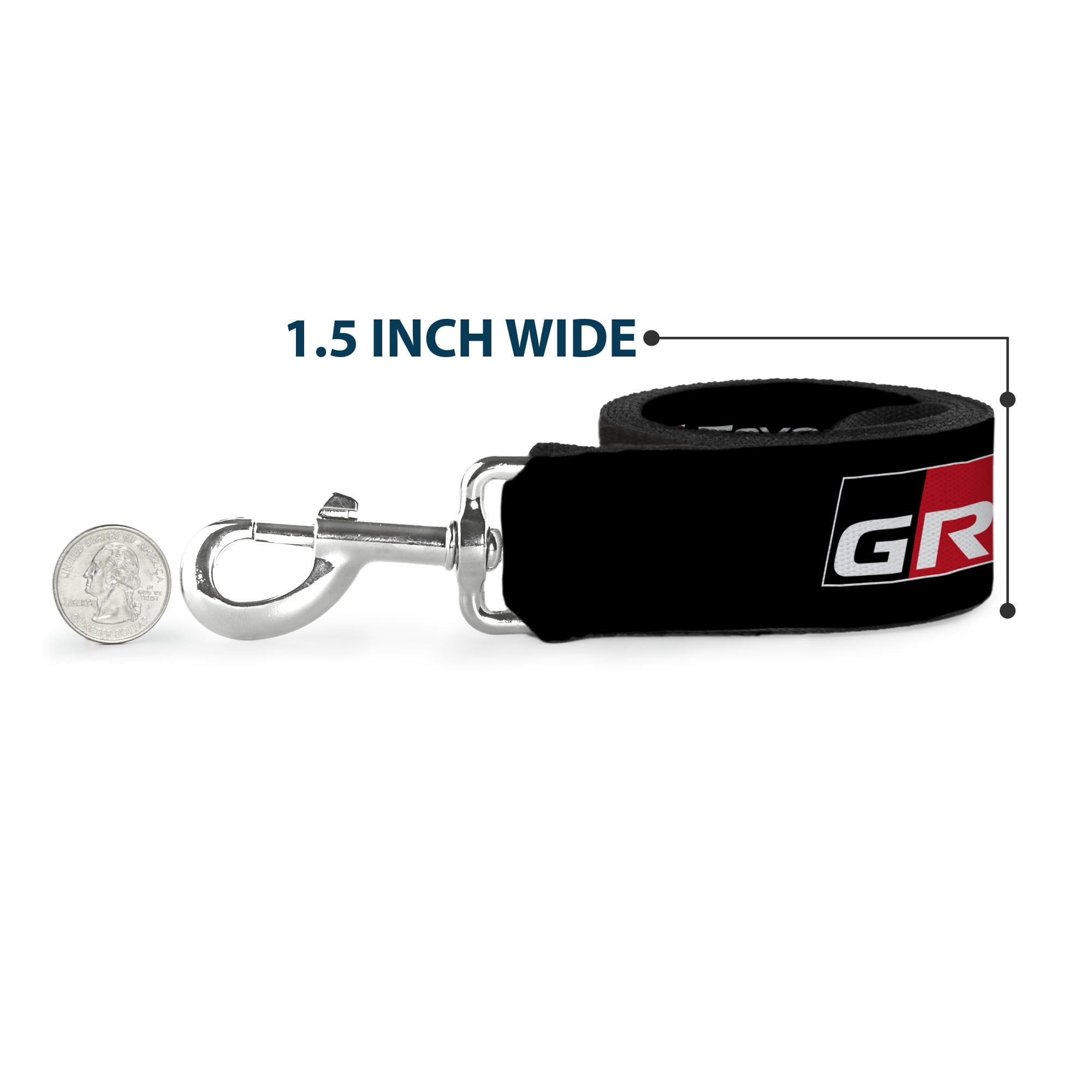 Toyota Pet Leash, Dog Leash, Toyota Gazoo Racing GR North America Logo Black White Red, 6 Feet Long 1.0 Inch Wide