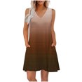 thumbnail image 1 of Vestido Corto para Mujeres Verano sin Mangas Cuello en V, Impresión de Moda con Bolsillos, Poliéster de Algodón Casual, 1 of 8