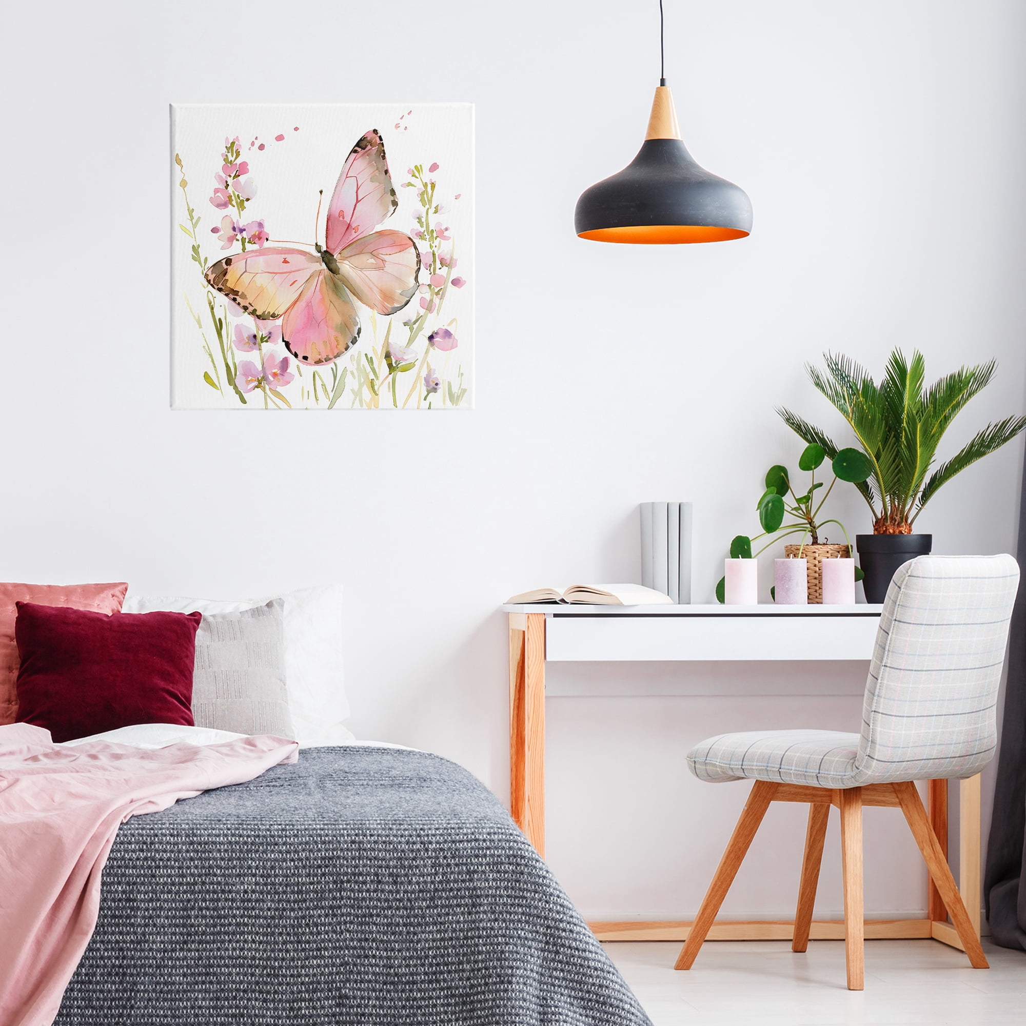 Stupell Industries Colorful Spring Butterfly Pink Canvas Wall Art, design by Creative Studio