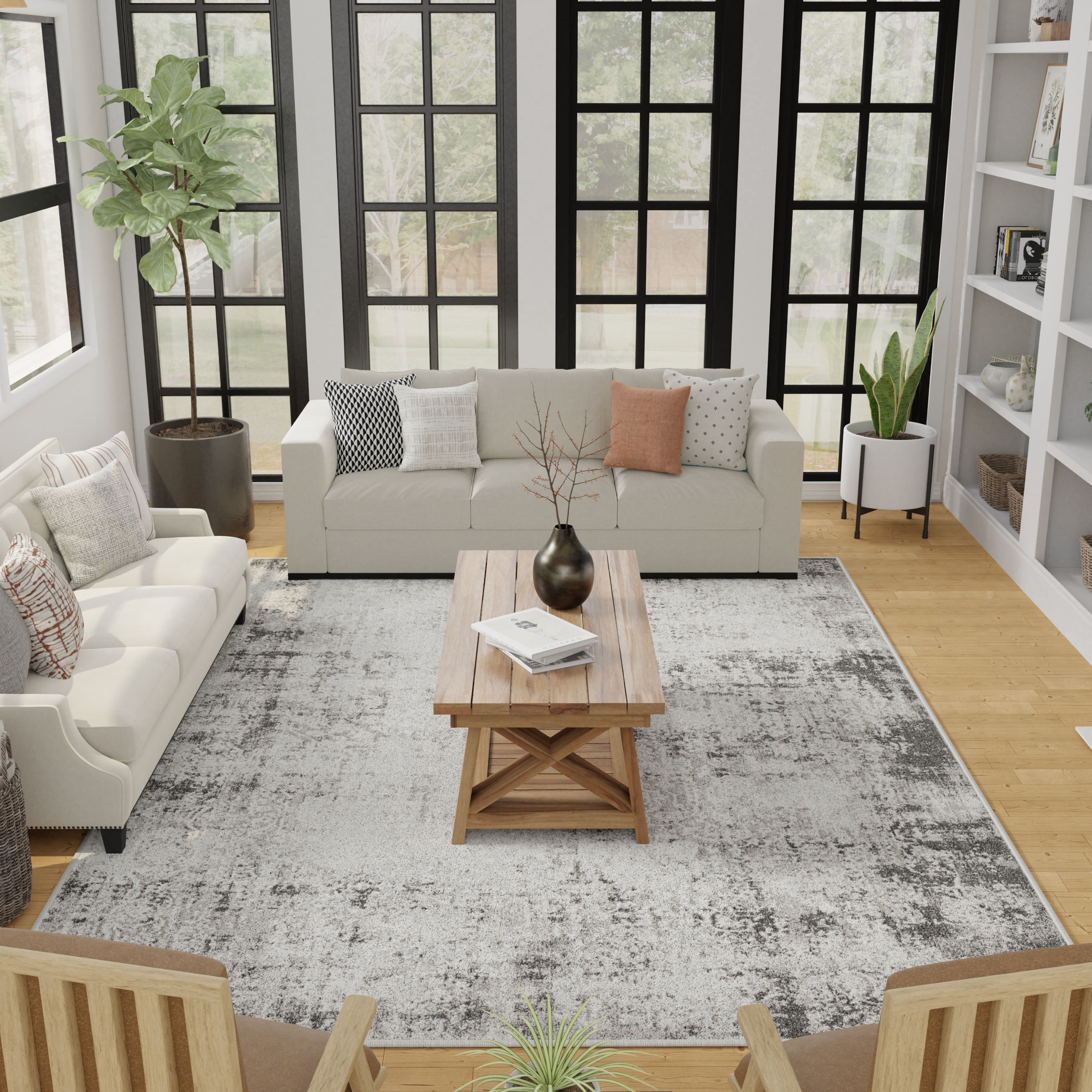 Loomaknoti Aysal Athna 3' x 5' Ivory Distressed Polypropylen Indoor Accent Rug