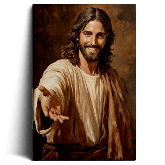 Topbout Art Jesus Reaching Out Hand Savior Vintage Christian Canvas Wall Art Gallery Wrapped for Living Room 12x 8 inch