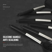 Large Silicone Cooking Utensils Set - Heat Resistant Kitchen Utensils Sets,Spatula,Spoon,Turner Tongs,Brush,Whisk,Stainless Steel Silicone Cooking Utensil for Nonstick Cookware Dishwasher Safe (Black