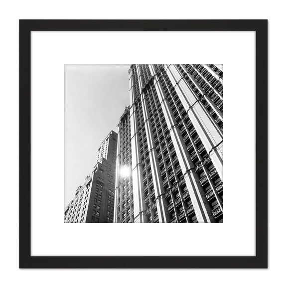 Woolworth Building Manhattan New York Berenice Abbott 8X8 Inch Square Wooden Framed Wall Art Print Picture with Mount