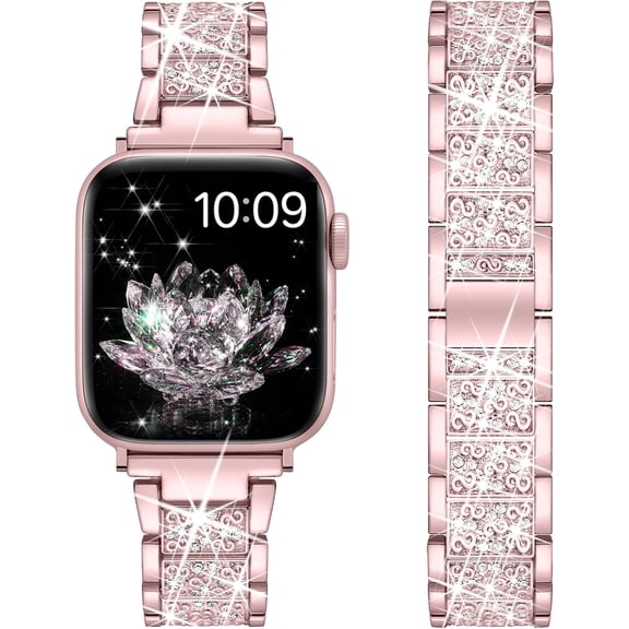 HCTian Compatible with Apple Watch Bands for Women 38mm 40mm 41mm 42mm 44mm 45mm 46mm 49mm, Dressy Apple Watch Bands Bling Bracelet for iWatch Series 11 10 9 8 7 SE 6 5 4 3 2 1, Ultra 3/ 2/1(38mm)