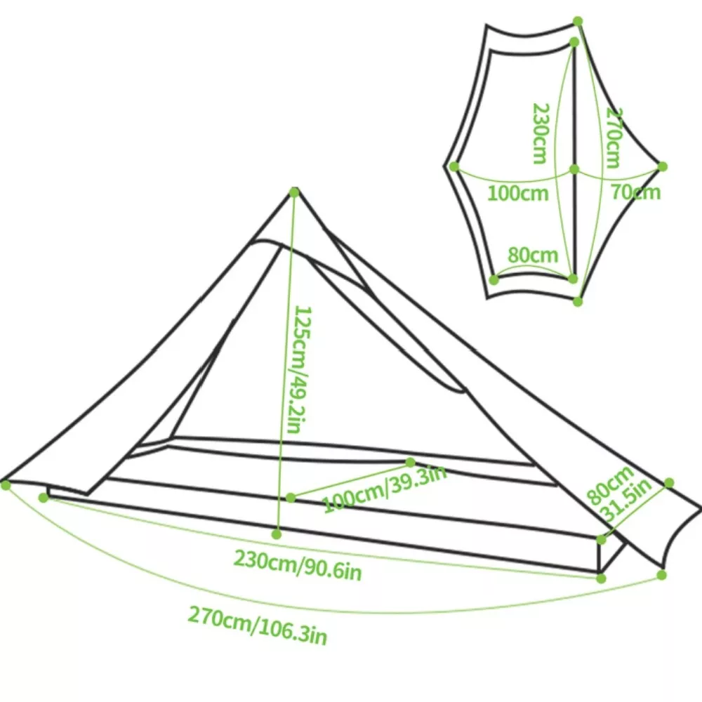 Night Cat 1 Person Trekking Pole Tent for Backpacking Hiker - Ultralight Tent