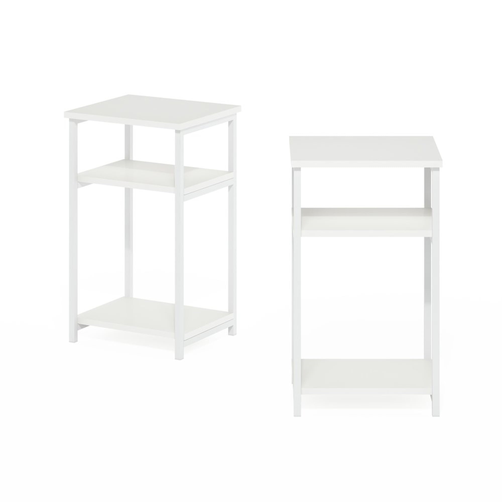 3-Tier Industrial Metal Frame End Table with Storage Shelves, 2-Pack