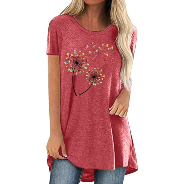 Pntutb Moda Mujer Impreso O-Cuello Camiseta Manga Corta Casual Tee tops Blusa Pntutb Pntutb-8027