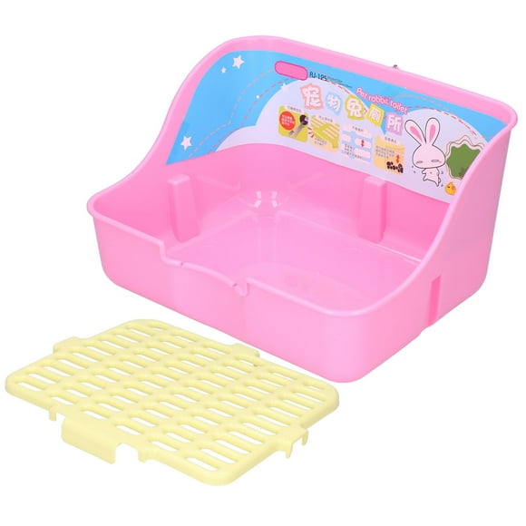 Jaula para mascotas de animales pequeños, caja de arena, bandeja de inodoro, bandeja de plástico ABS para conejo, hámster dorado, rosa