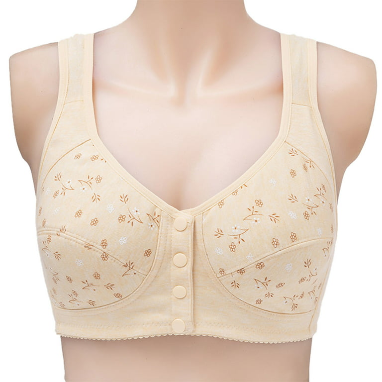 2023 Front Button Breathable Skin-Friendly Cotton Bra Plus Size Front  Buckle Lift Bra Womens U-Shaped Back Bras (Beige,S) at  Women's  Clothing store