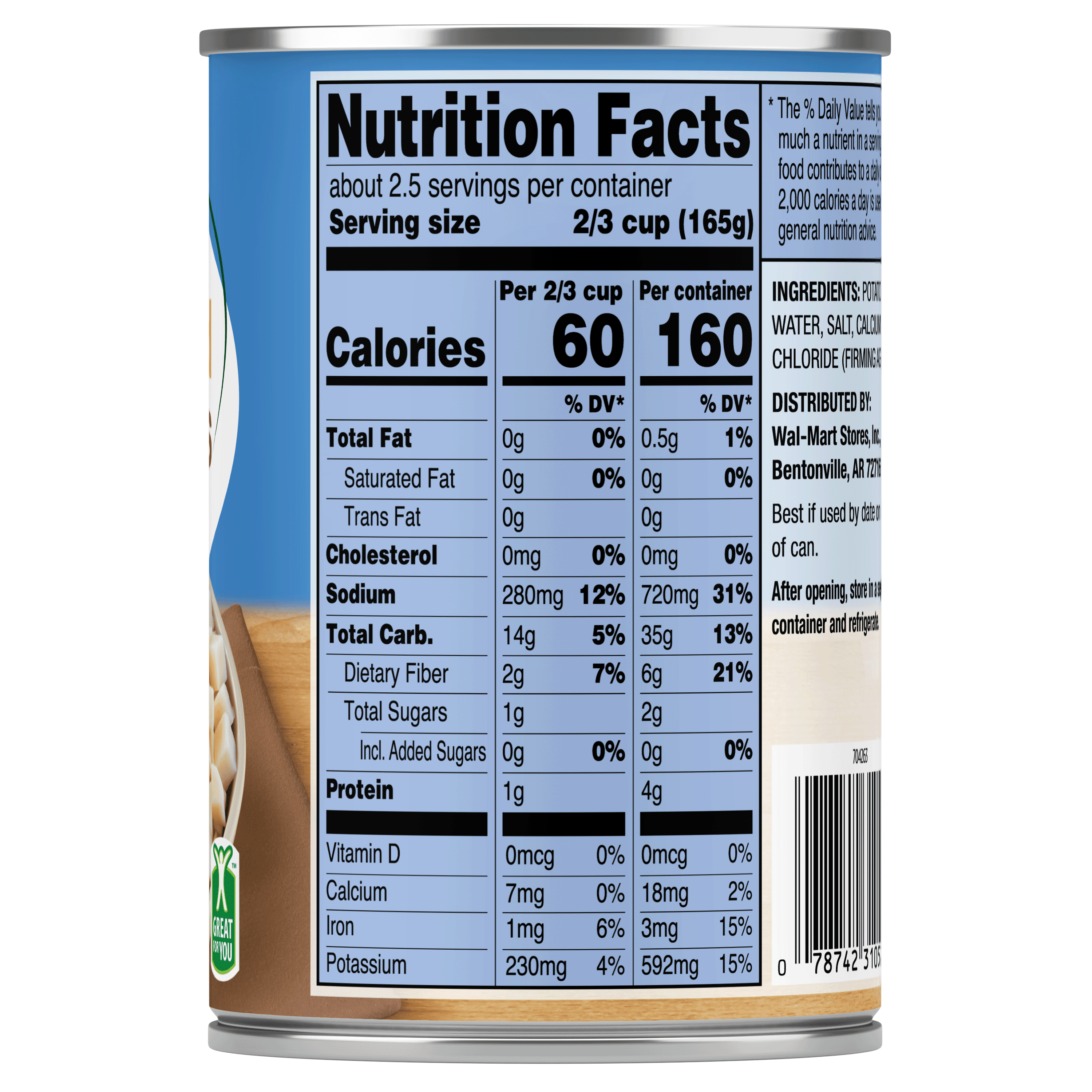 (6 Cans) Great Value Canned Diced Potatoes, 15 oz