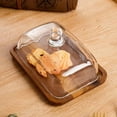 thumbnail image 4 of Rectangular Wooden Butter Plate Glass Cover Yellow Oil Plate Snack Dim Sum Cake Dessert Plate, 4 of 6