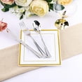 thumbnail image 6 of BalsaCircle 10 Pieces 7" White Gold Trim Plastic Square Plates Disposable Tableware, 6 of 8