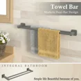 thumbnail image 6 of 24 Inch Double Layer Towel Bar, Gray Space Aluminum No Drill Towel Rack, Self-Adhesive Wall Mounted Waterproof Rustproof 2-Tier Towel Holder for Bathroom Kitchen Home, 6 of 7