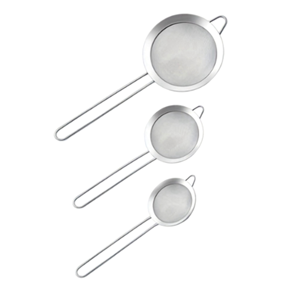 3pcs Stainless Steel Fine Mesh Food Filter for Baking Sifting Flour Sieve Juicing Soybean Baking Kitchen Tool
