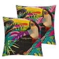 thumbnail image 2 of Nawypu Tropical Birds Throw Pillow Covers 2 pcs,Parrot Toucan Leaves Hibiscus Flowers Cushion Cases Decorative Pillow Cases for Couch Sofa Bedroom White, 2 of 6