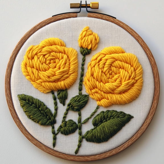 DIY Punch Needle Kits Yellow Roses Easy for Beginners Punch Needle Embroidery Set with Hoop Stamped Pattern for Craft lovers and Home Decor-3