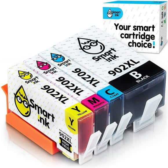 Smart Ink Compatible Ink Cartridge Replacement for HP 902XL 902 XL (4 Pack) with Advanced Chip Technology to use