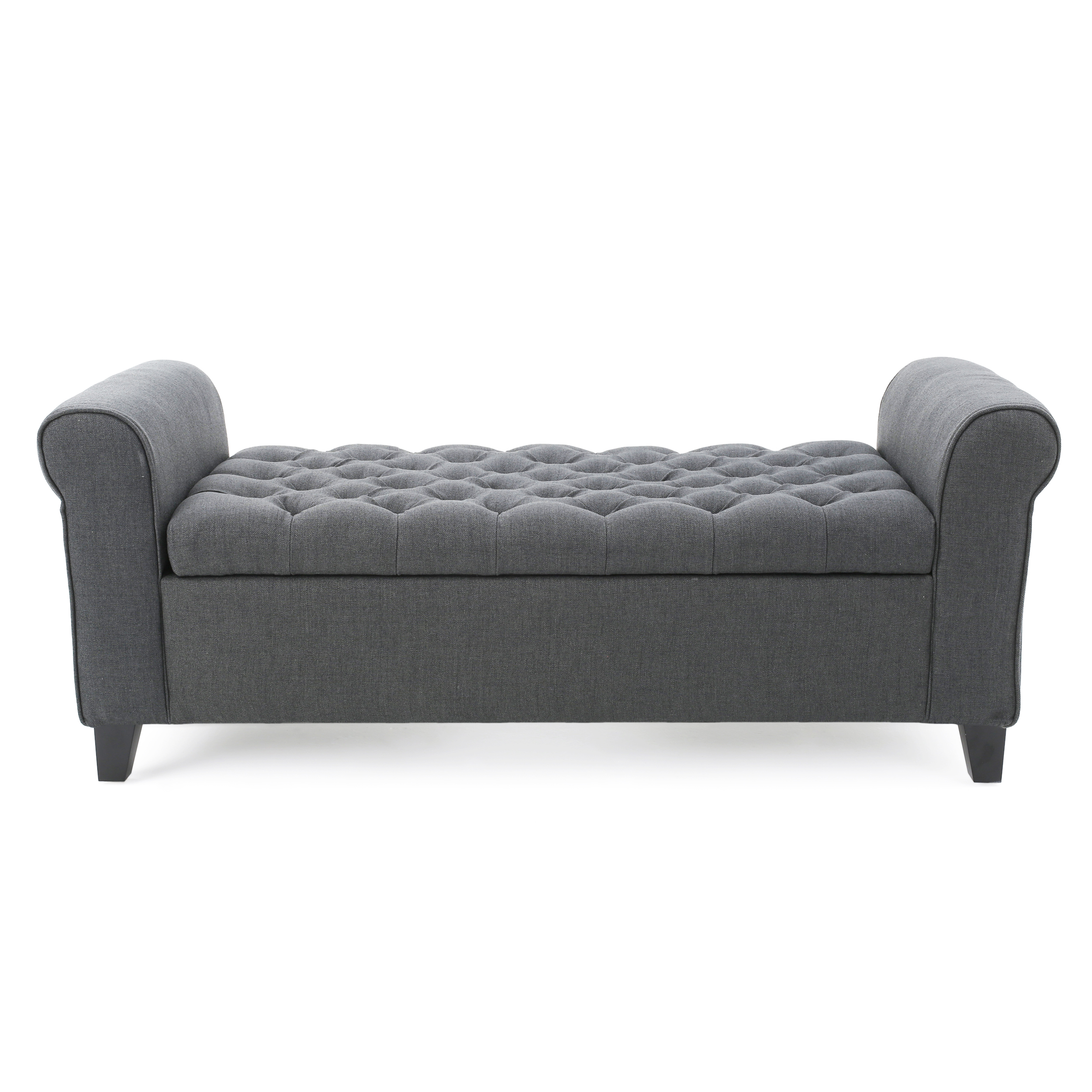 Euroco 50" Fabric Armed Storage Bench, Modern Upholstered Padded Storage Bench for Entryway Bed Foot Entryway, Gray