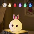thumbnail image 1 of Regalos de luz nocturna para niños y bebés - Lámpara de noche LED con forma de conejito Control de grifo Linterna de silicona multicolor Luz portátil para niños pequeños Niños Niñas Habitación Dormitorio Tienda Rosa-Rosa- Sailing Electrónica, 1 of 5
