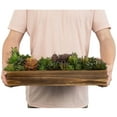 thumbnail image 5 of MyGift 15 inch Rustic Brown Wood Planter with Artificial Succulent, 5 of 7